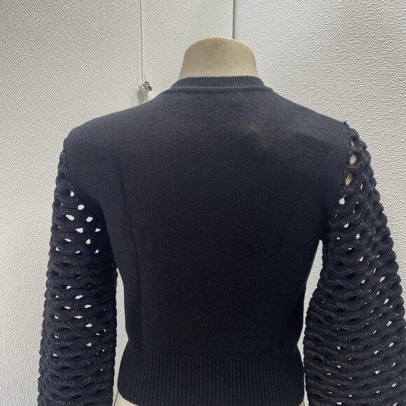 NEW MARIA PAVAN Womens Sequin Braided Long Sleeve Soft Sweater Size M Black - Picture 10 of 13